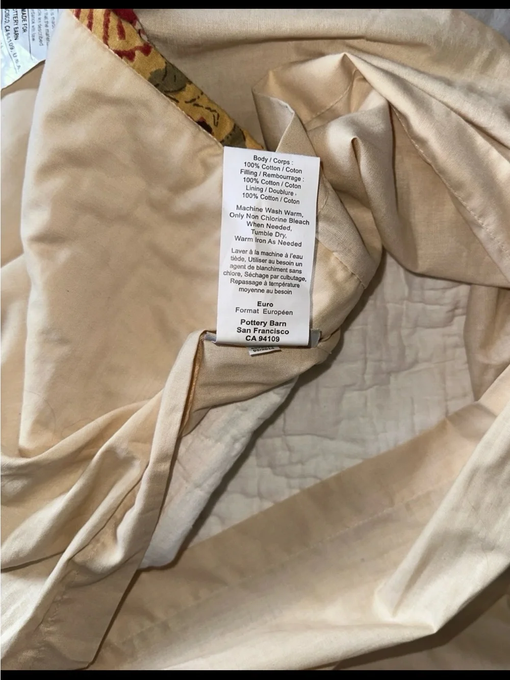 Pottery Barn Quilted Mustard Colored Euro Shams Peacock Bird Pattern Lot of 2